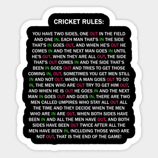 Cricket Rules New Edition Sticker